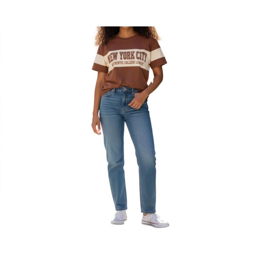 NEW AMBAR new york city printed short sleeve t-shirt in brown